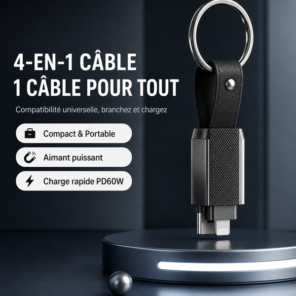 Câble Magnétique Rétractable 3-en-1